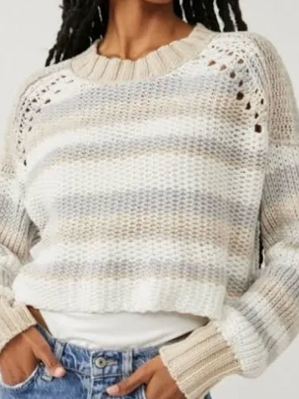 Free People Devon Cropped Knit Sweater